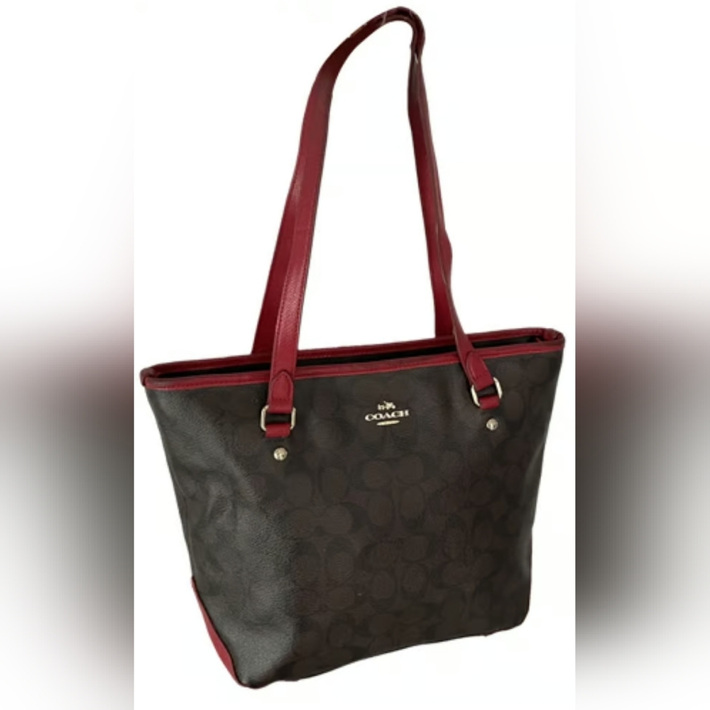 Coach Signature Zip Top Tote Shoulder Handbag F34603